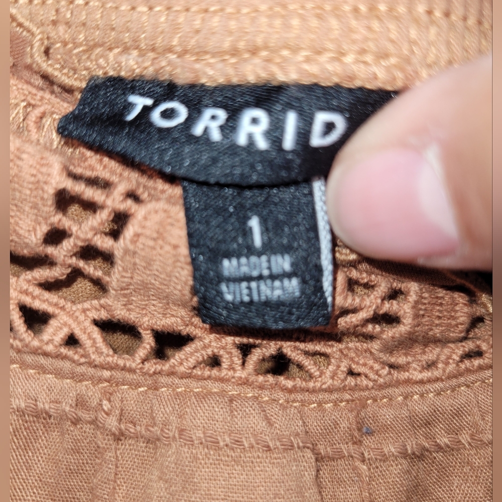 TORRID Cotton Crochet Tank Maxi Dress | Boho Chic Cottagcore Peasant - 1X - Picture 5 of 10